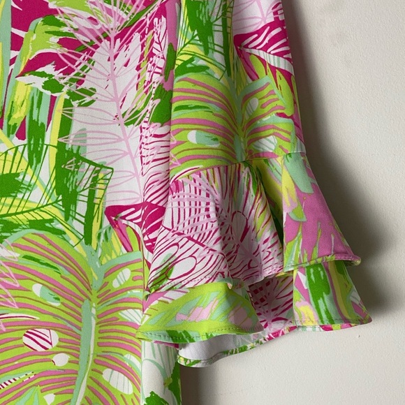 Tropical Print Ruffle Sleeve Dress size Medium - Picture 2 of 7